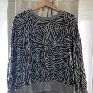 1.State sweater size M grey black zebra stripes long sleeve
